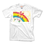 犬とハートと虹のかわいいTシャツ