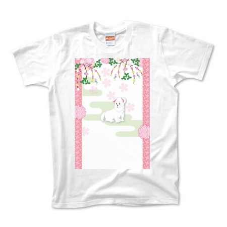 おしゃれな犬のお花の可愛いTシャツ