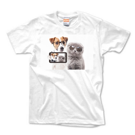 メガネ サングラス　可愛い犬猫Tシャツ