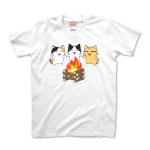 焚き火　猫Tシャツ